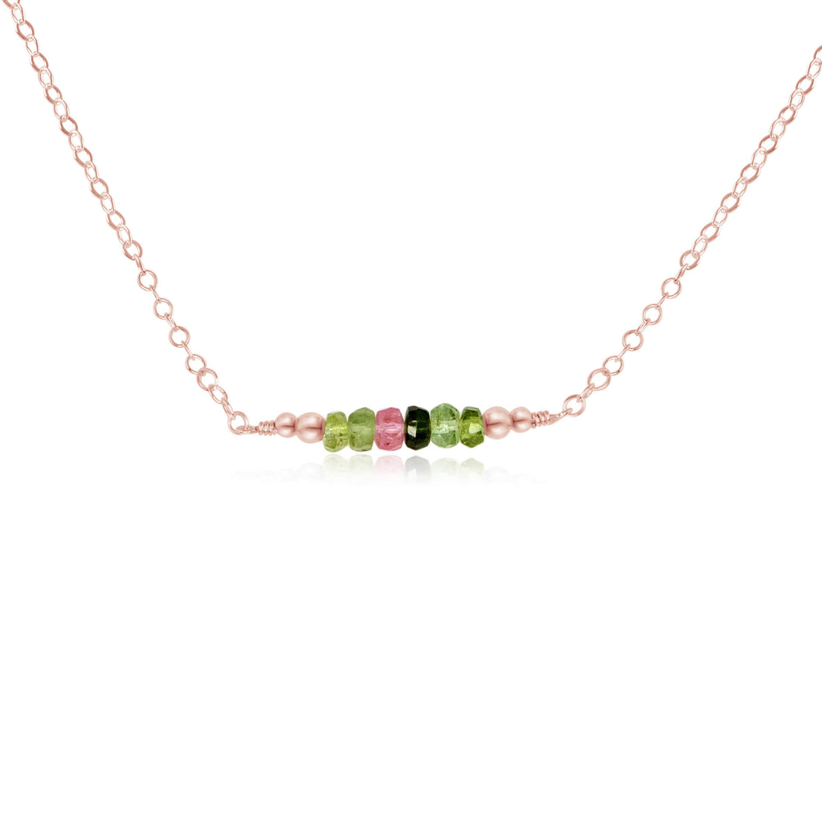 Faceted Bead Bar Necklace - Tourmaline - 14K Rose Gold Fill - Luna Tide Handmade Jewellery