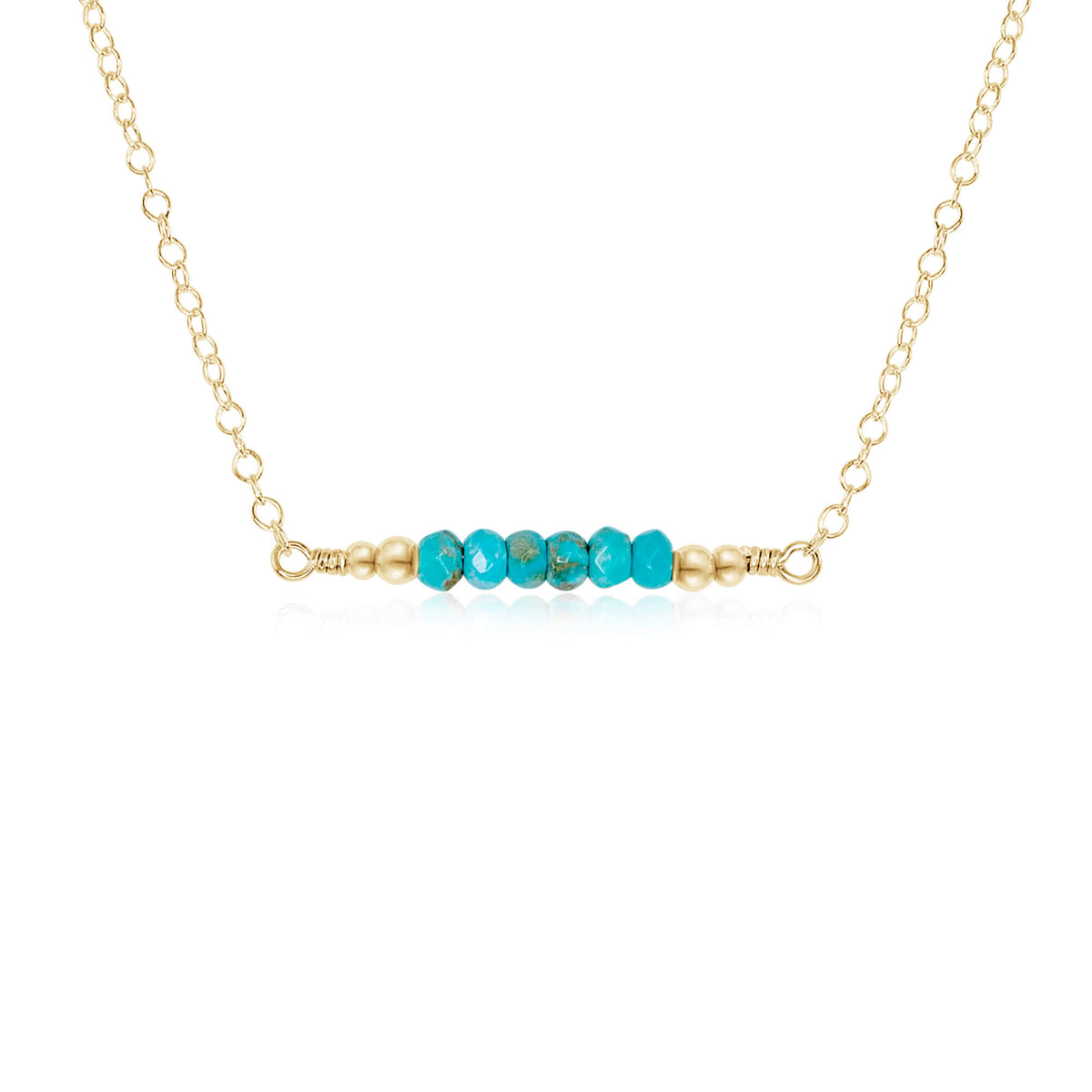 Faceted Bead Bar Necklace - Turquoise - 14K Gold Fill - Luna Tide Handmade Jewellery