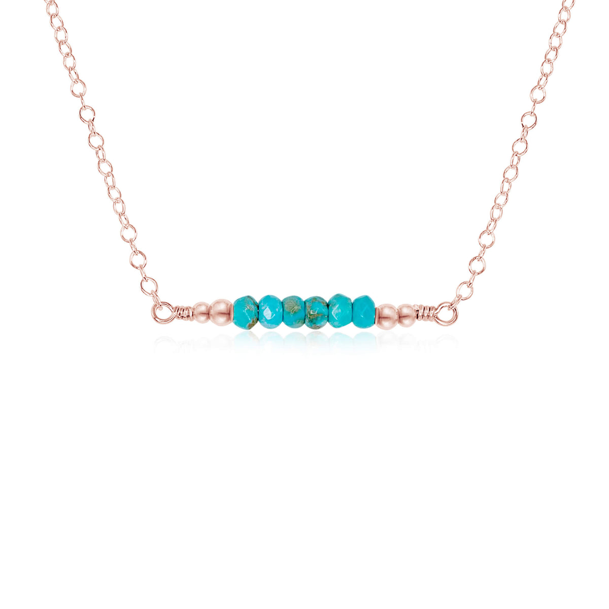 Faceted Bead Bar Necklace - Turquoise - 14K Rose Gold Fill - Luna Tide Handmade Jewellery