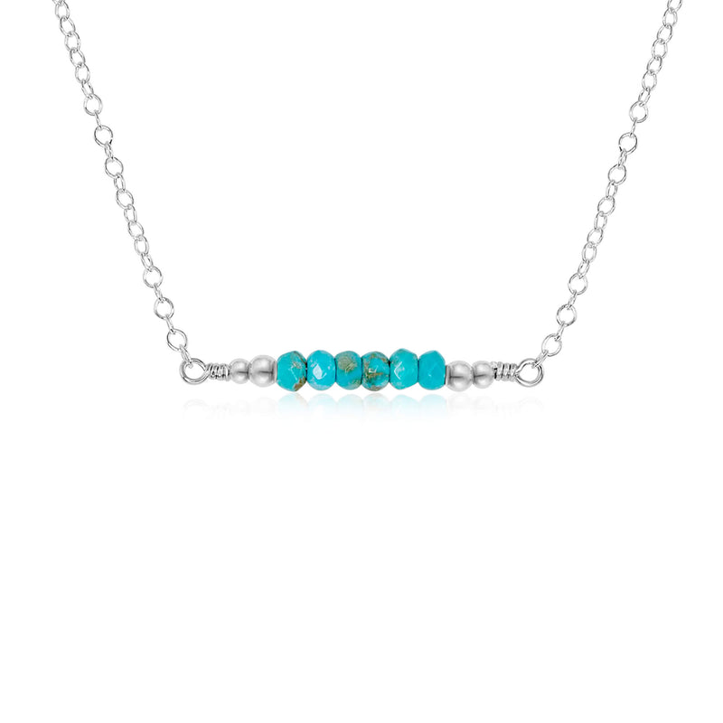 Faceted Bead Bar Necklace - Turquoise - Sterling Silver - Luna Tide Handmade Jewellery