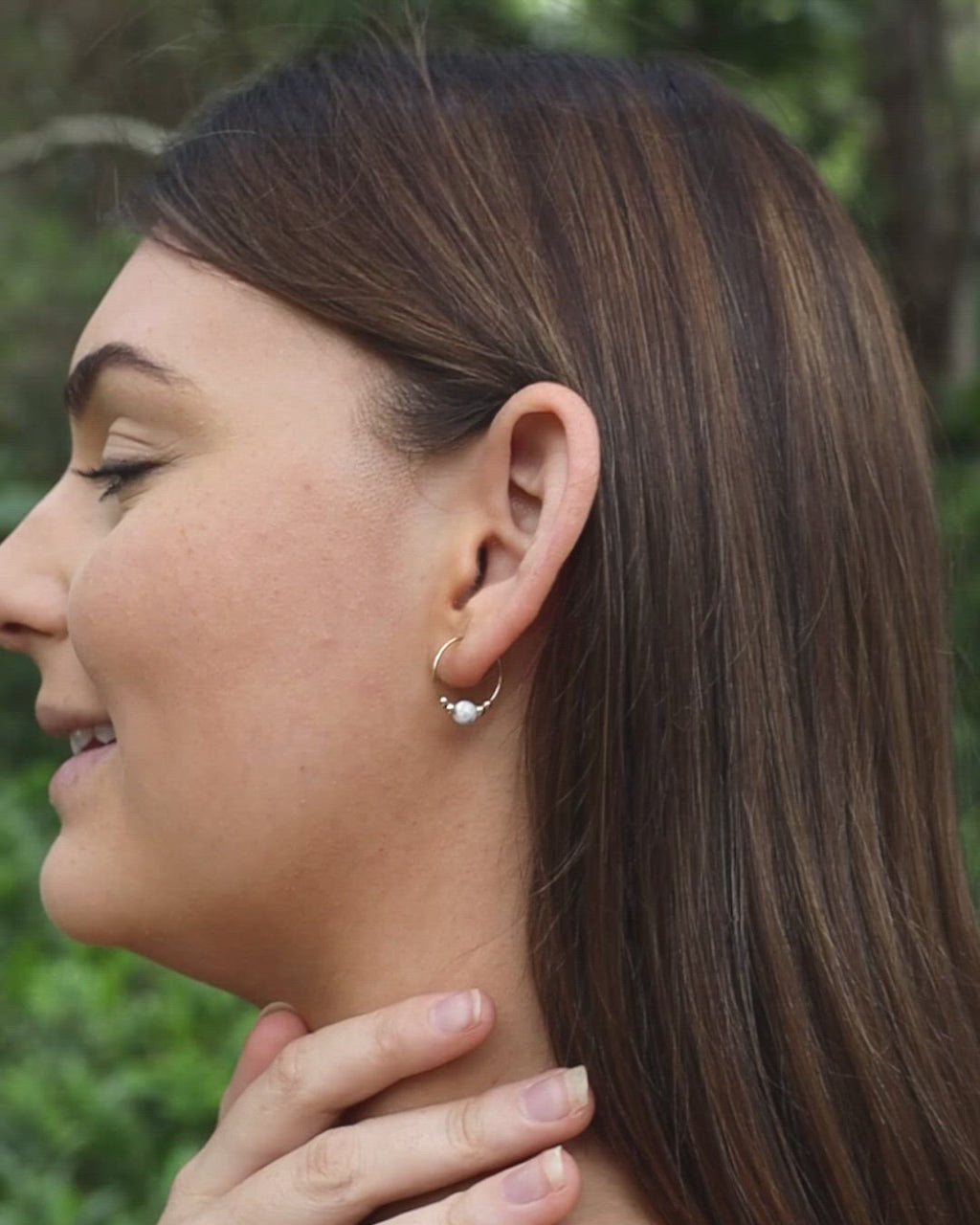 Tiny White Howlite Bead Hoop Earrings