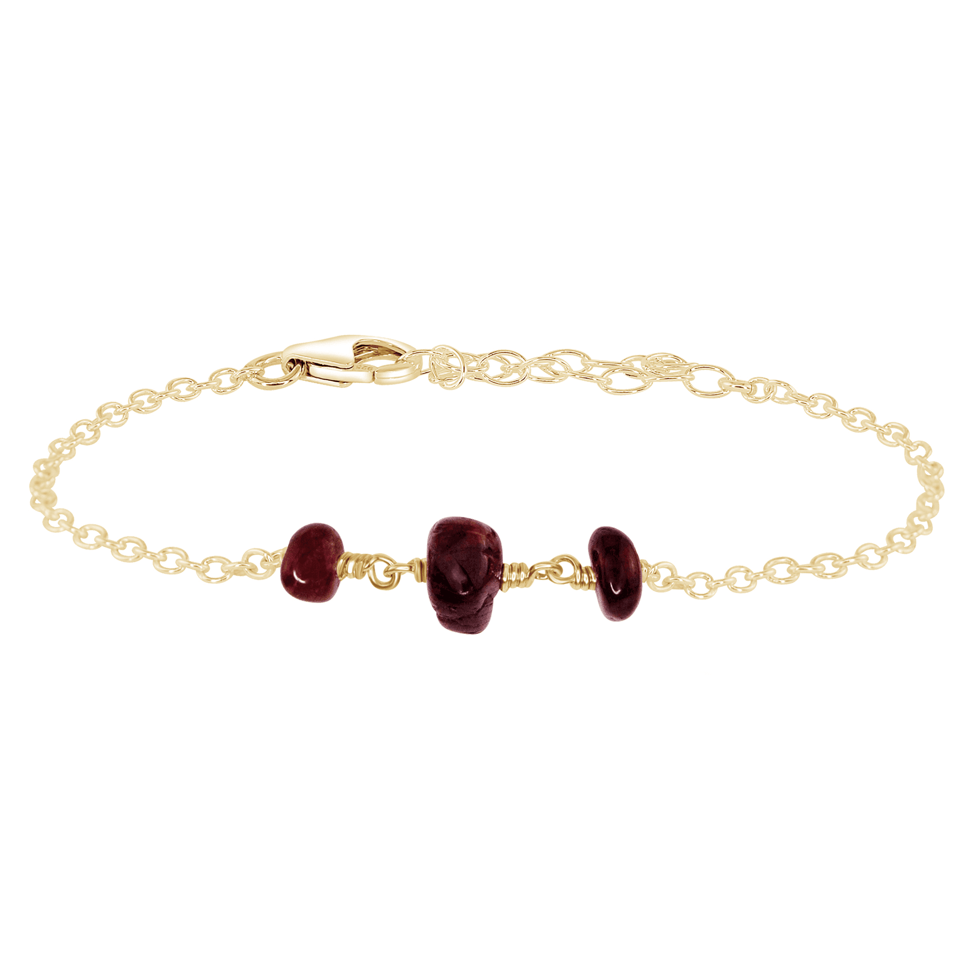 Garnet Beaded Chain Bracelet - Garnet Beaded Chain Bracelet - 14k Gold Fill - Luna Tide Handmade Crystal Jewellery