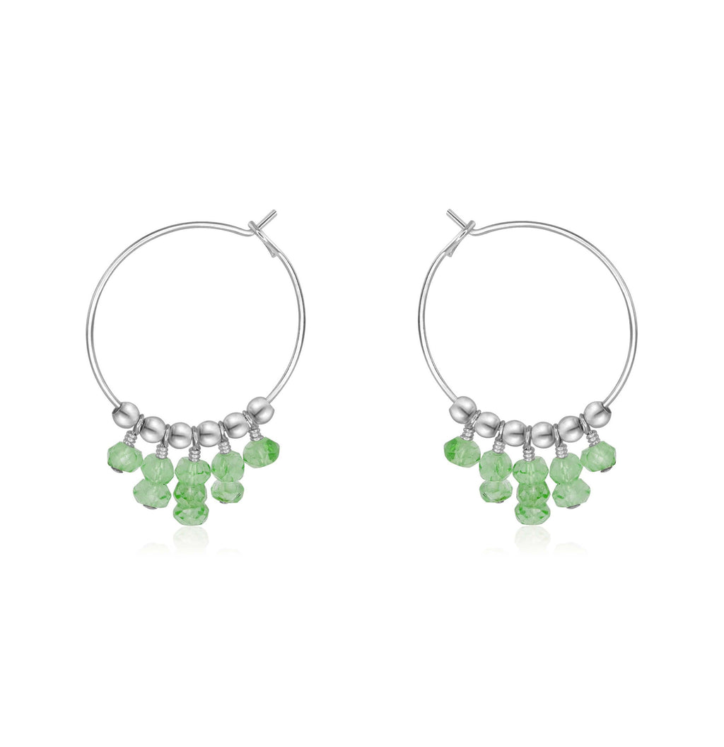 Green Amazonite Gemstone Statement Hoop Earrings - Green Amazonite Gemstone Statement Hoop Earrings - Sterling Silver - Luna Tide Handmade Crystal Jewellery