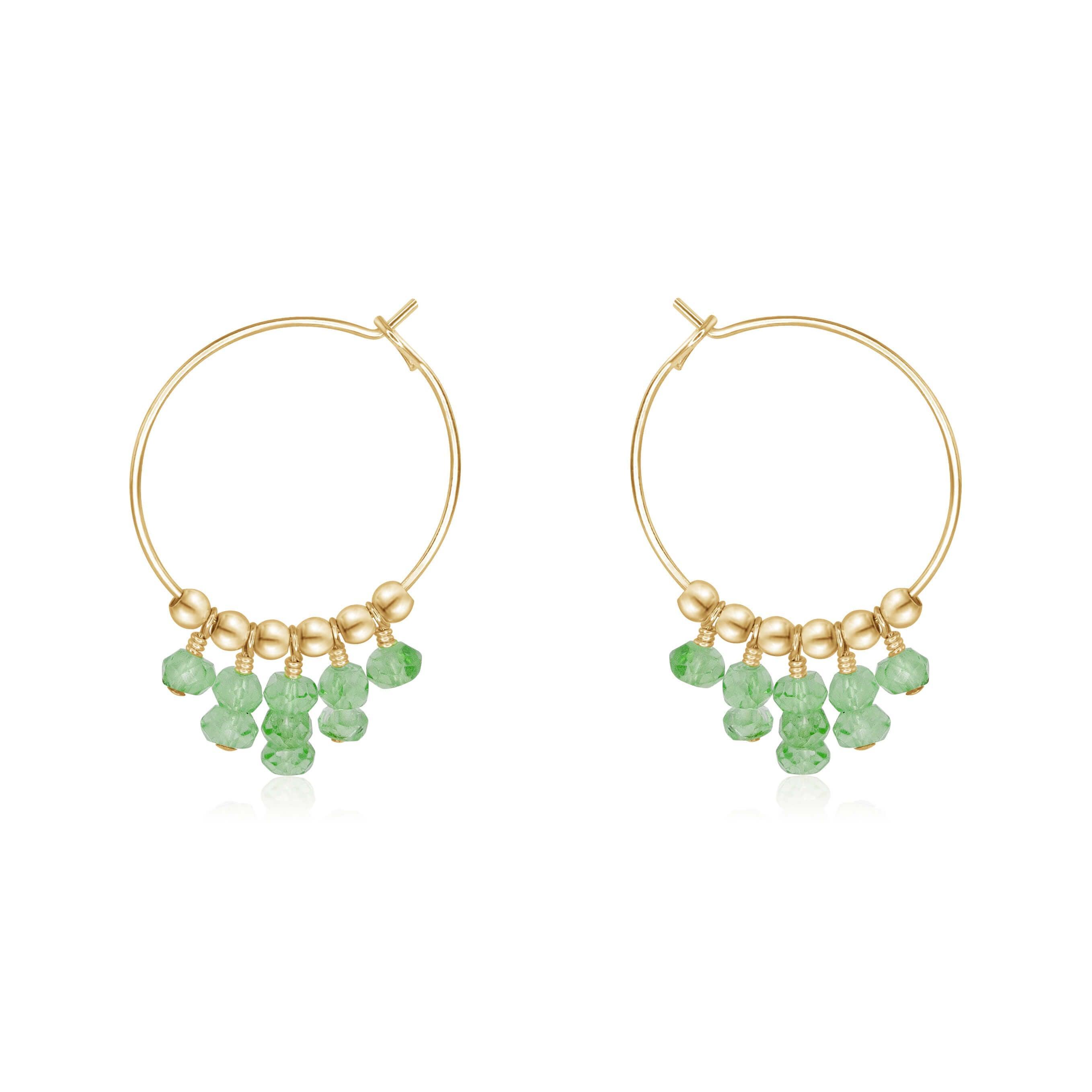 Green Aventurine Statement Hoop Earrings - Green Aventurine Statement Hoop Earrings - 14k Gold Fill - Luna Tide Handmade Crystal Jewellery