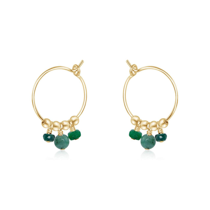 Hoop Earrings - Emerald - 14K Gold Fill - Luna Tide Handmade Jewellery