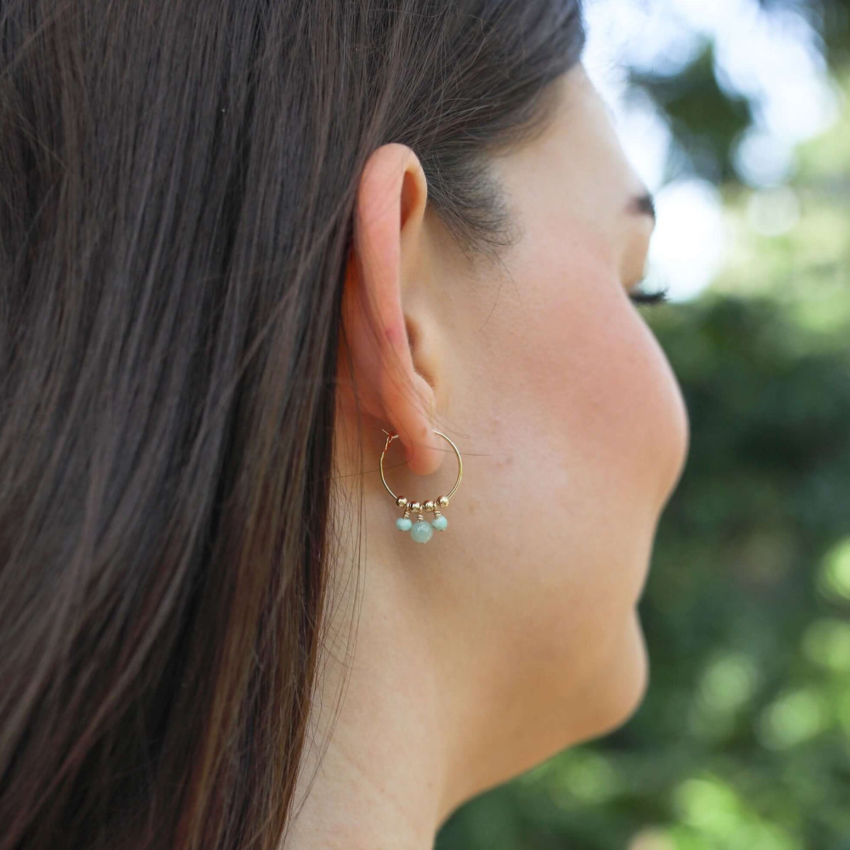 Hoop Earrings - Amazonite - 14K Gold Fill - Luna Tide Handmade Jewellery