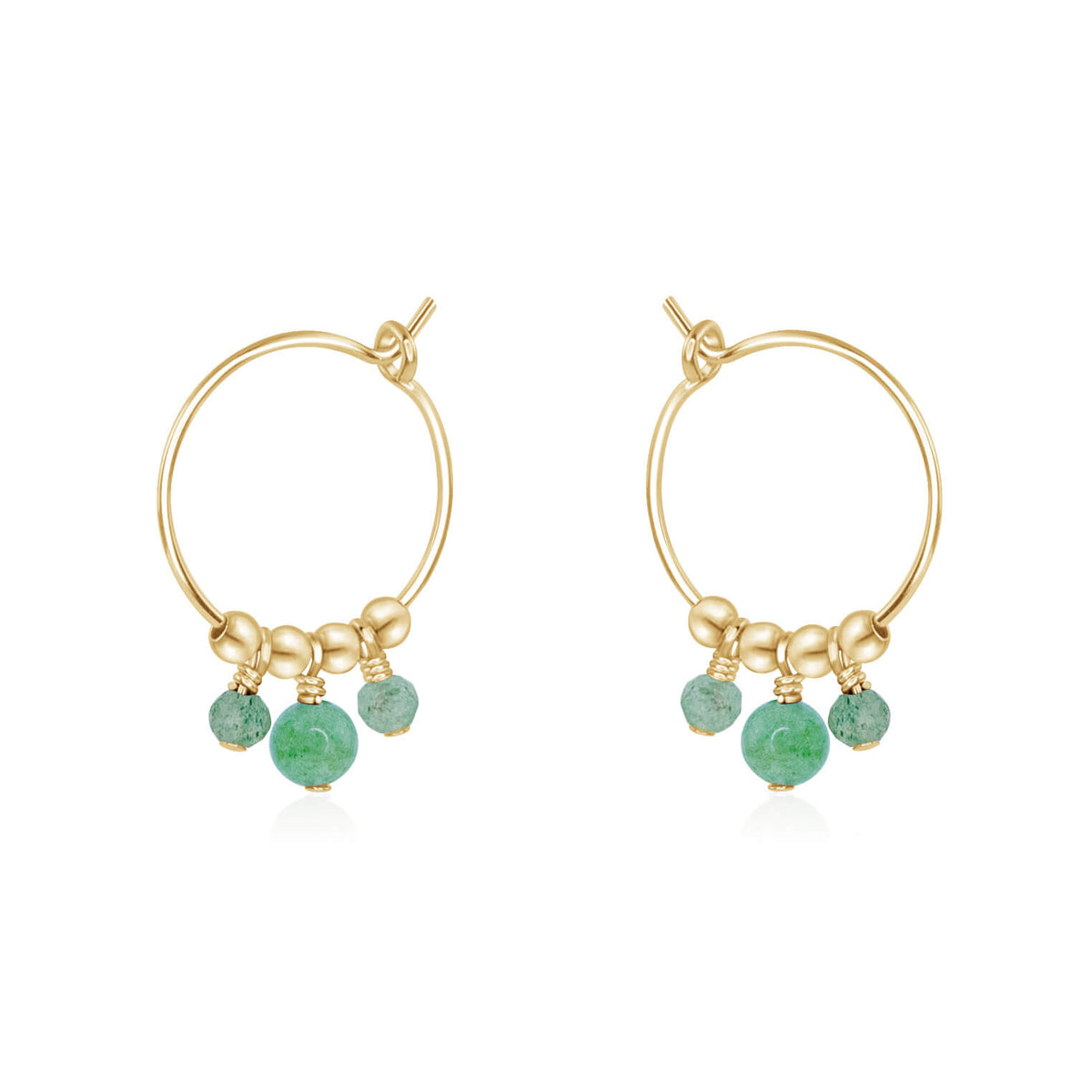 Hoop Earrings - Aventurine - 14K Gold Fill - Luna Tide Handmade Jewellery