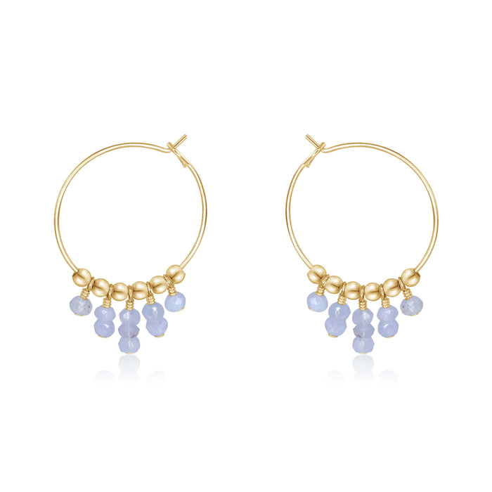 Hoop Earrings - Blue Lace Agate - 14K Gold Fill - Luna Tide Handmade Jewellery