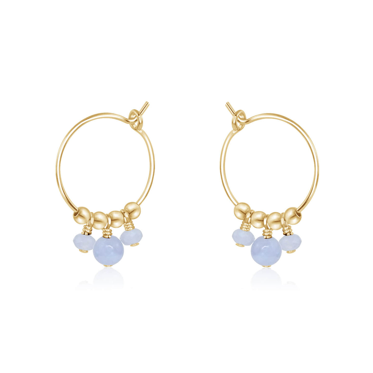 Hoop Earrings - Blue Lace Agate - 14K Gold Fill - Luna Tide Handmade Jewellery