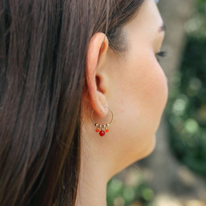 Hoop Earrings - Carnelian - 14K Gold Fill - Luna Tide Handmade Jewellery