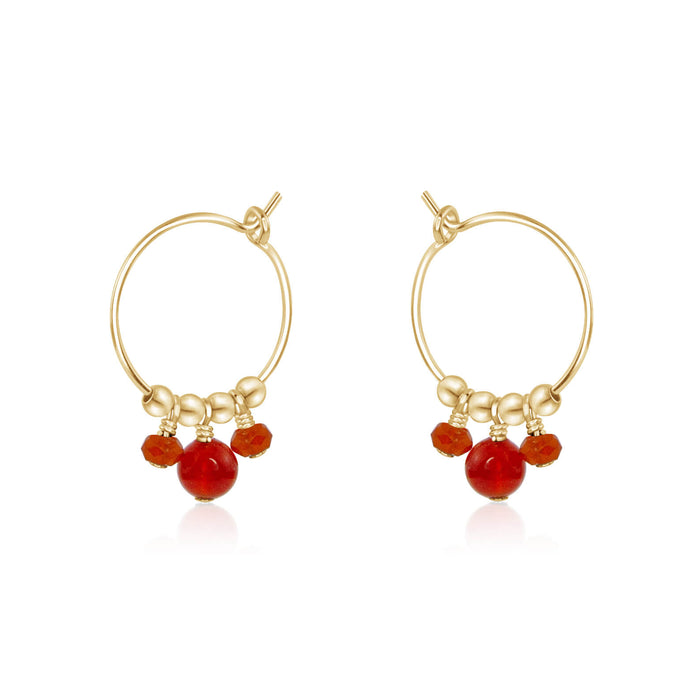 Hoop Earrings - Carnelian - 14K Gold Fill - Luna Tide Handmade Jewellery