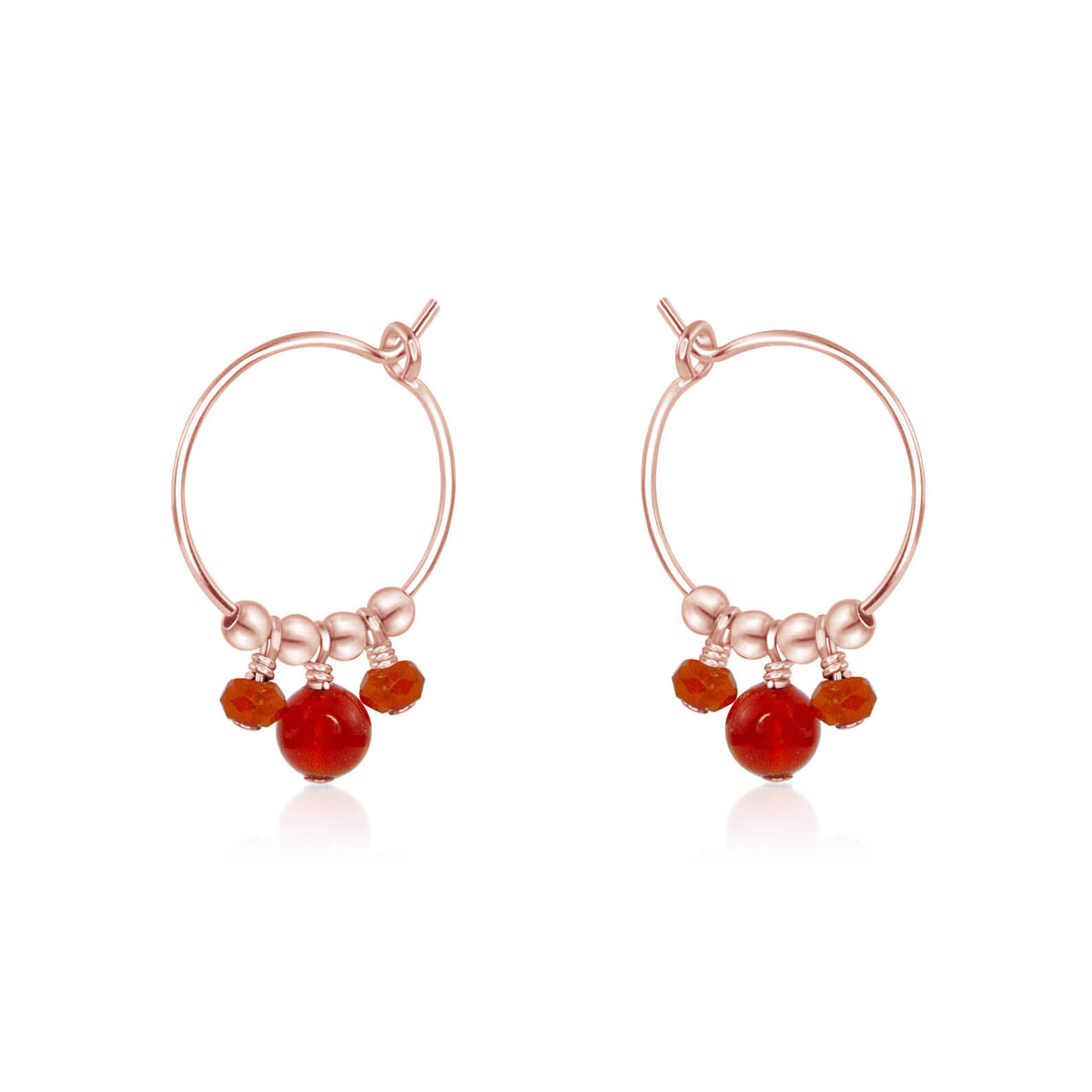 Hoop Earrings - Carnelian - 14K Rose Gold Fill - Luna Tide Handmade Jewellery