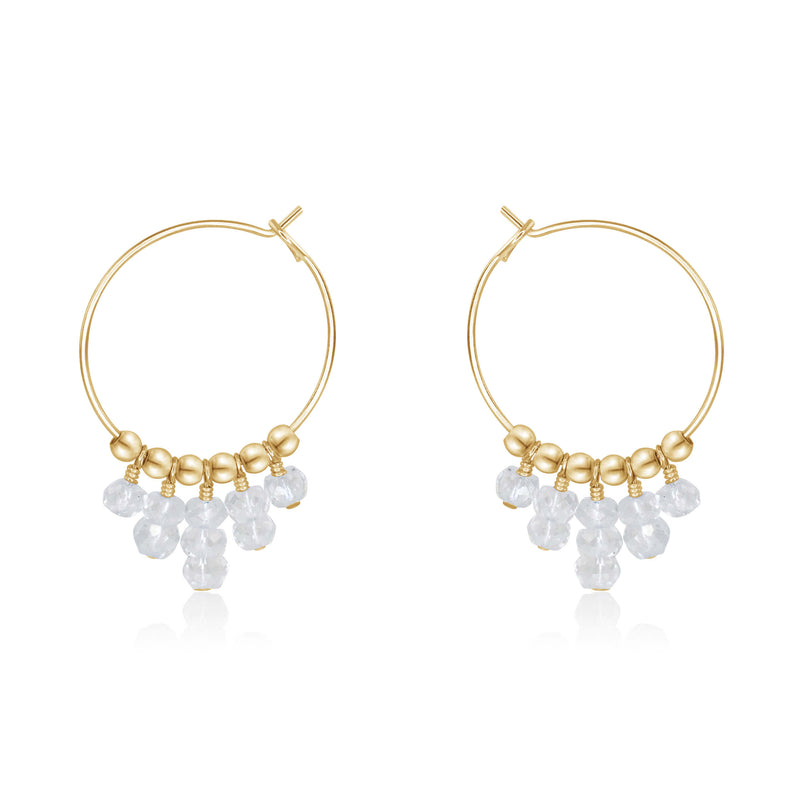Hoop Earrings - Crystal Quartz - 14K Gold Fill - Luna Tide Handmade Jewellery