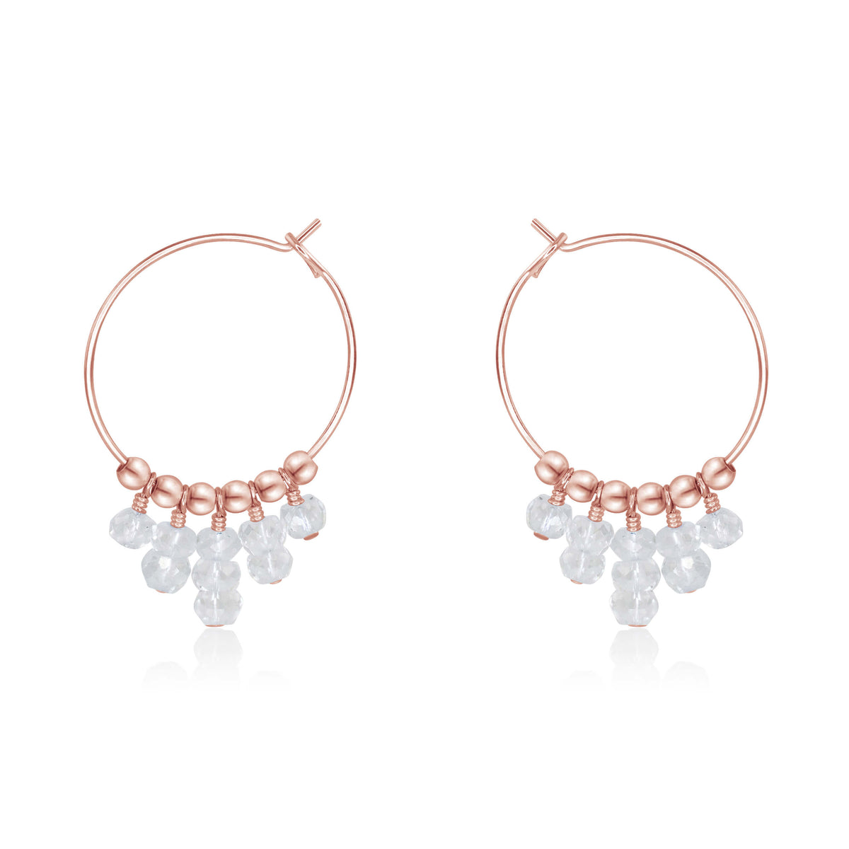 Hoop Earrings - Crystal Quartz - 14K Rose Gold Fill - Luna Tide Handmade Jewellery