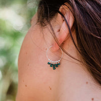 Hoop Earrings - Emerald - Sterling Silver - Luna Tide Handmade Jewellery