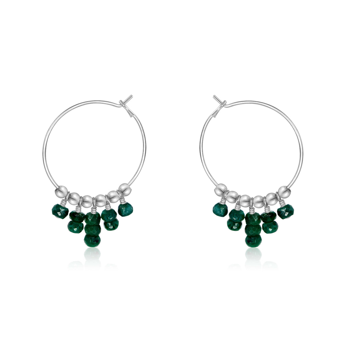 Hoop Earrings - Emerald - Sterling Silver - Luna Tide Handmade Jewellery
