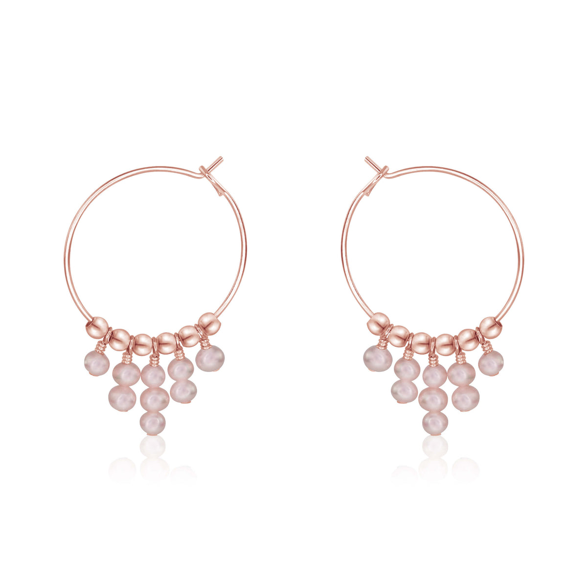 Hoop Earrings - Freshwater Pearl - 14K Rose Gold Fill - Luna Tide Handmade Jewellery