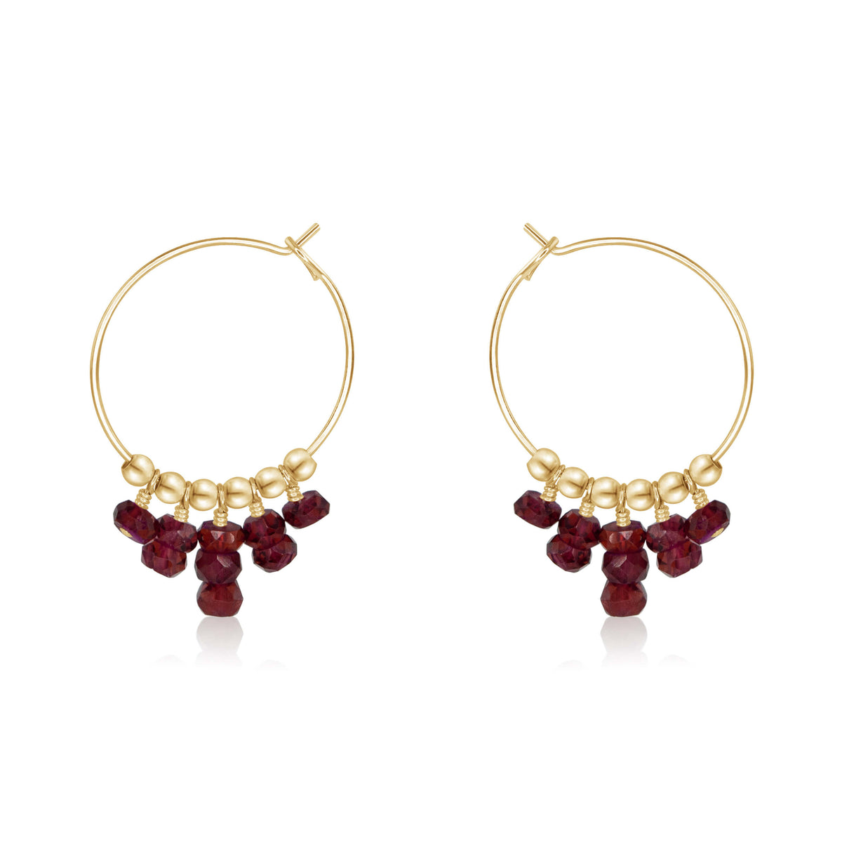 Hoop Earrings - Garnet - 14K Gold Fill - Luna Tide Handmade Jewellery