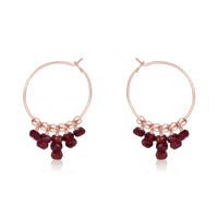 Hoop Earrings - Garnet - 14K Rose Gold Fill - Luna Tide Handmade Jewellery