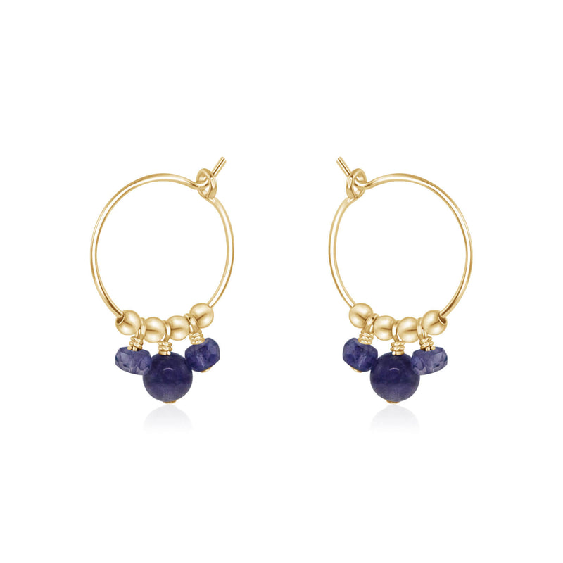 Hoop Earrings - Iolite - 14K Gold Fill - Luna Tide Handmade Jewellery