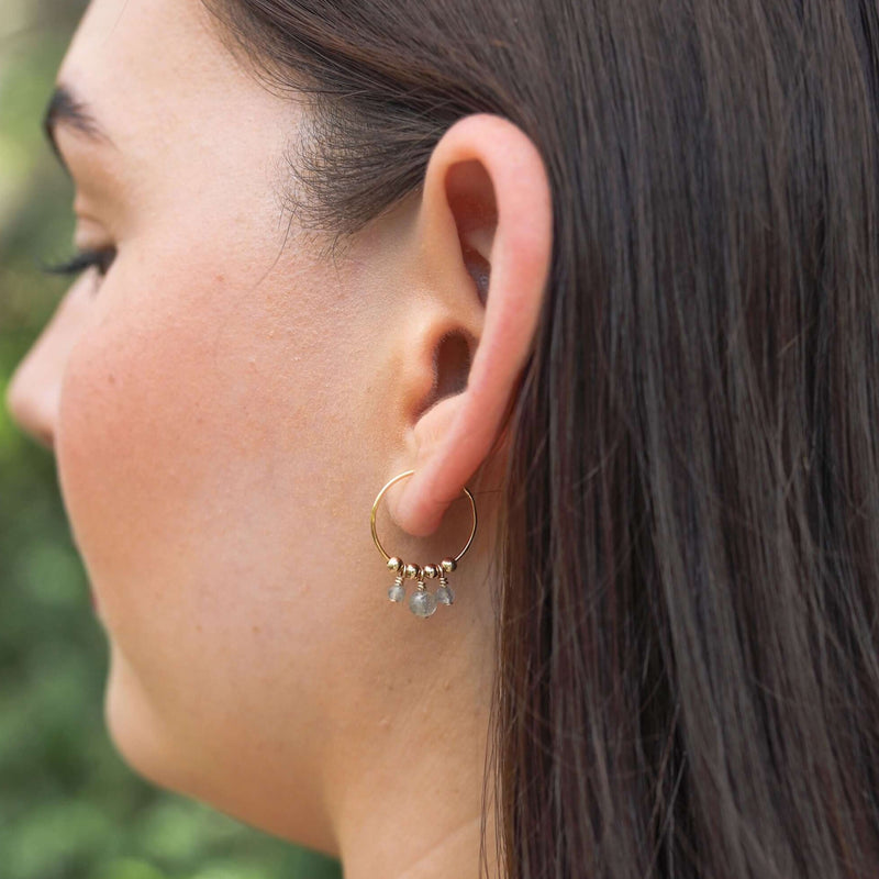 Hoop Earrings - Labradorite - 14K Gold Fill - Luna Tide Handmade Jewellery