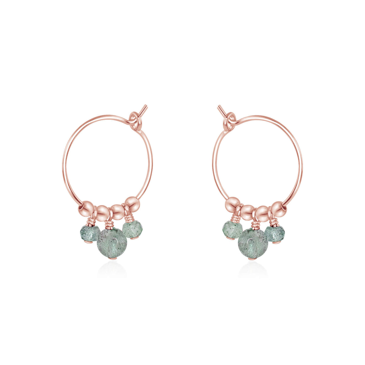 Hoop Earrings - Labradorite - 14K Rose Gold Fill - Luna Tide Handmade Jewellery