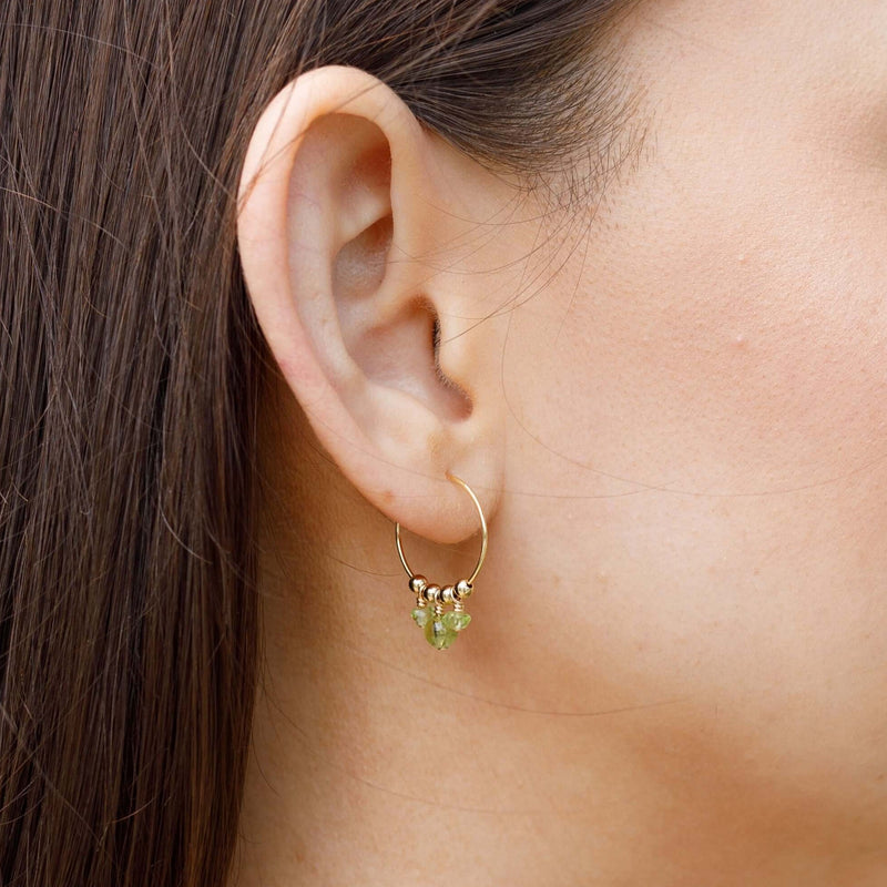 Hoop Earrings - Peridot - 14K Gold Fill - Luna Tide Handmade Jewellery