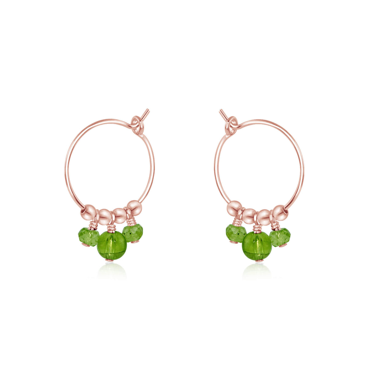 Hoop Earrings - Peridot - 14K Rose Gold Fill - Luna Tide Handmade Jewellery