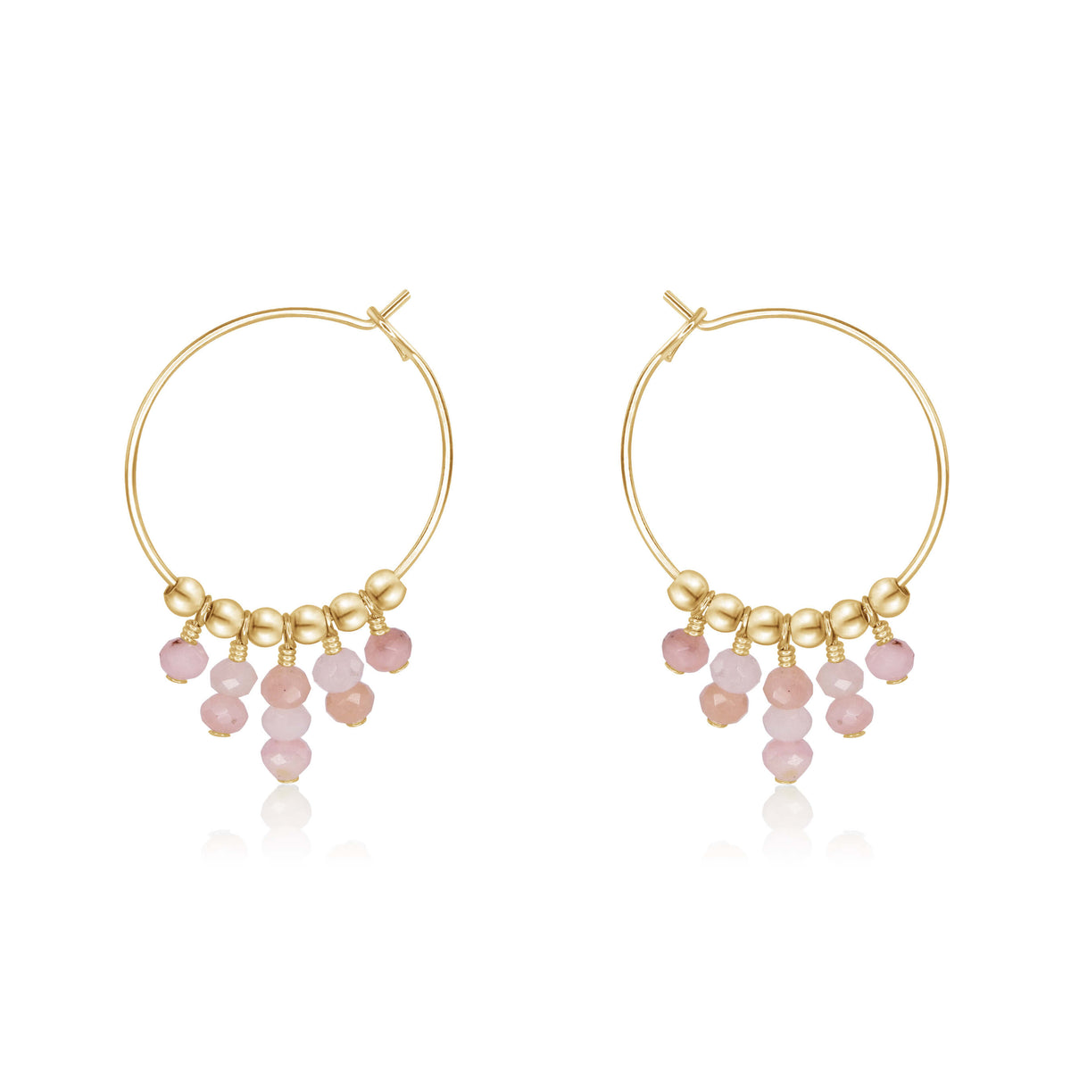 Hoop Earrings - Pink Peruvian Opal - 14K Gold Fill - Luna Tide Handmade Jewellery