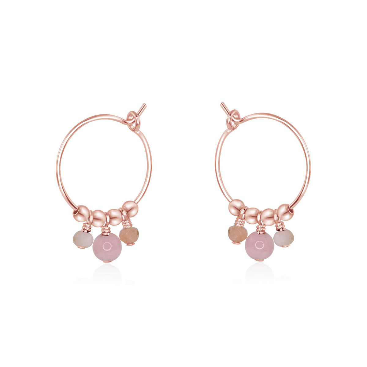 Hoop Earrings - Pink Peruvian Opal - 14K Rose Gold Fill - Luna Tide Handmade Jewellery