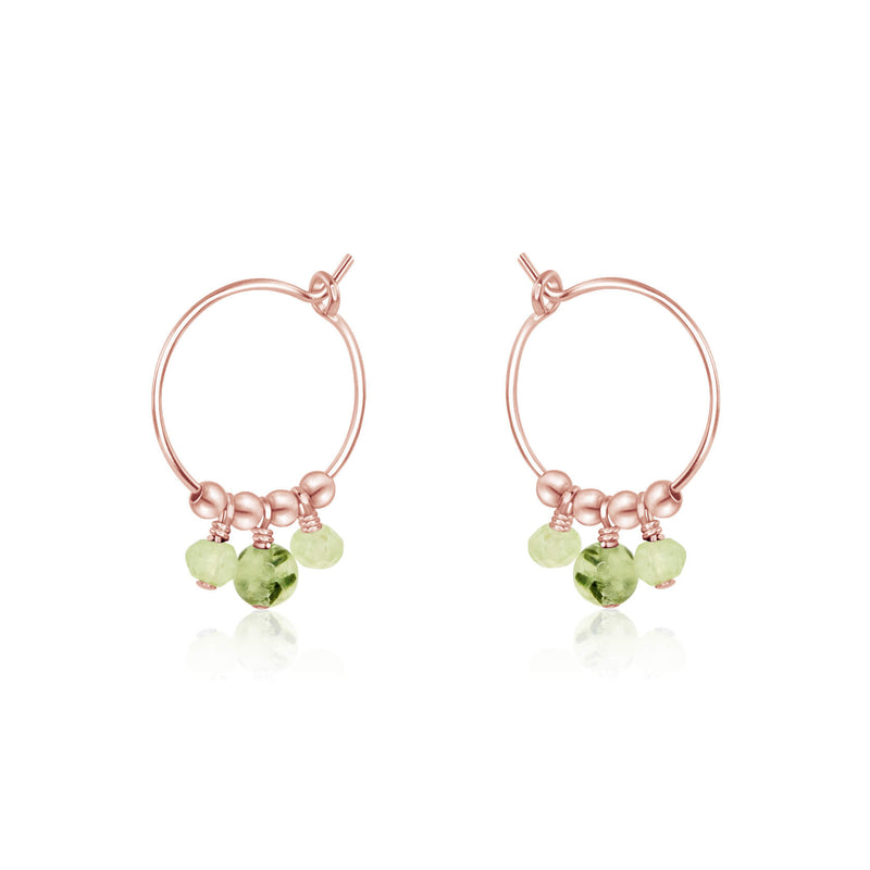 Hoop Earrings - Prehnite - 14K Rose Gold Fill - Luna Tide Handmade Jewellery