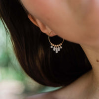 Hoop Earrings - Rainbow Moonstone - 14K Gold Fill - Luna Tide Handmade Jewellery