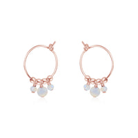 Hoop Earrings - Rainbow Moonstone - 14K Rose Gold Fill - Luna Tide Handmade Jewellery