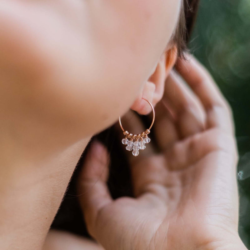 Hoop Earrings - Rose Quartz - 14K Rose Gold Fill - Luna Tide Handmade Jewellery