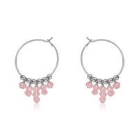 Hoop Earrings - Rose Quartz - Stainless Steel - Luna Tide Handmade Jewellery