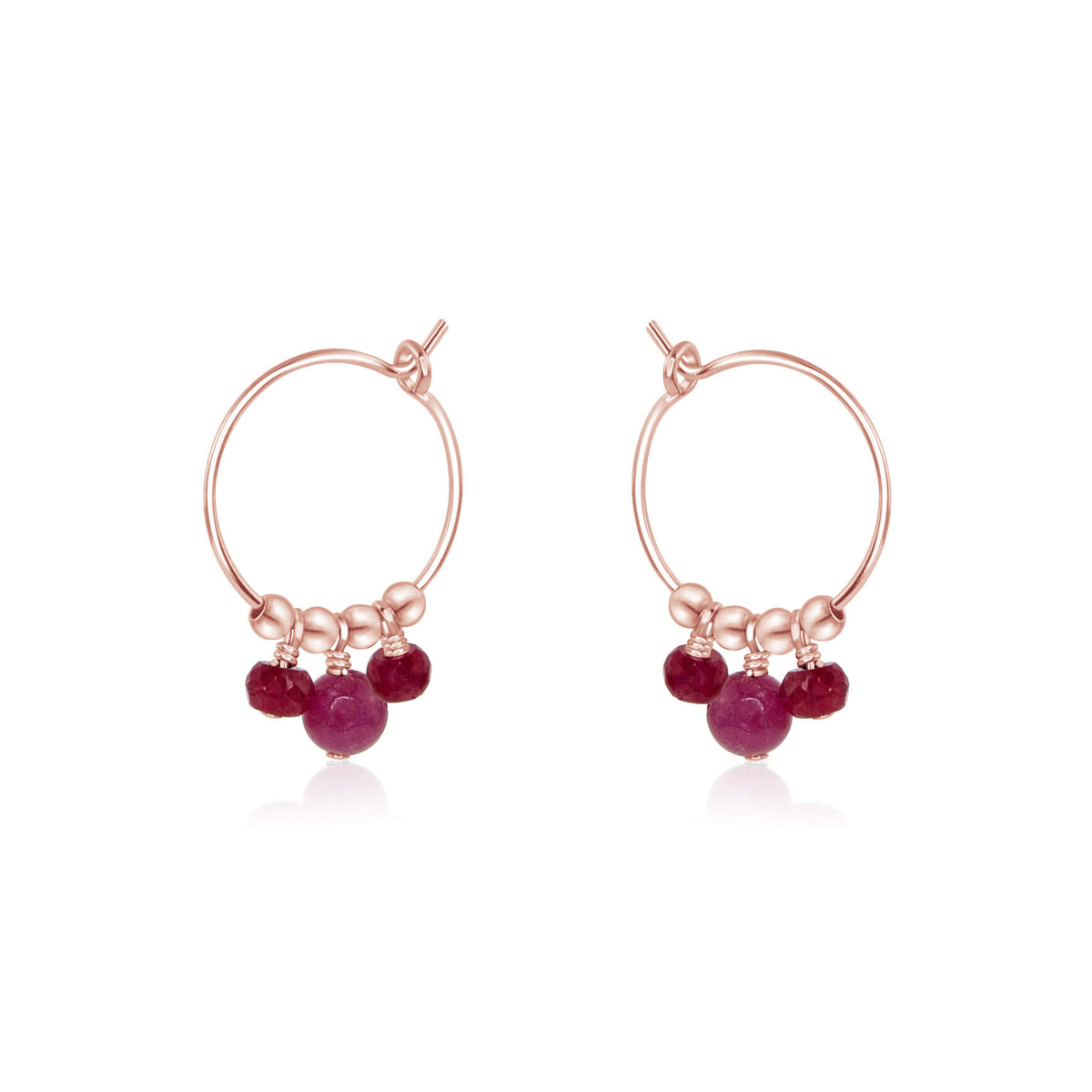 Hoop Earrings - Ruby - 14K Rose Gold Fill - Luna Tide Handmade Jewellery