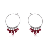 Hoop Earrings - Ruby - Stainless Steel - Luna Tide Handmade Jewellery