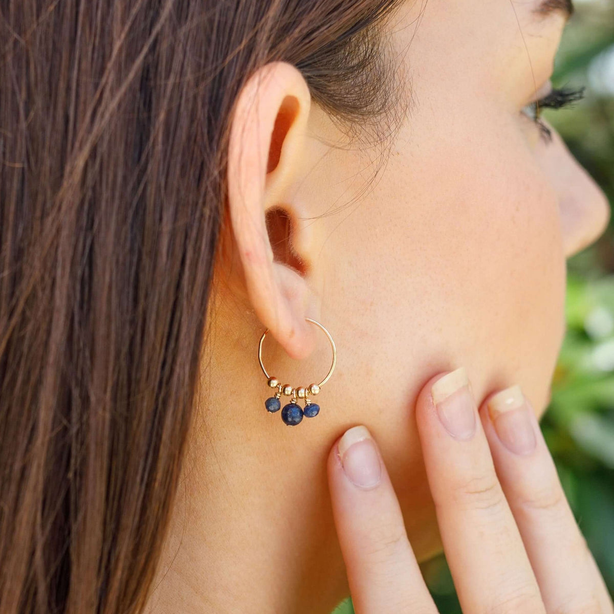 Hoop Earrings - Sapphire - 14K Gold Fill - Luna Tide Handmade Jewellery