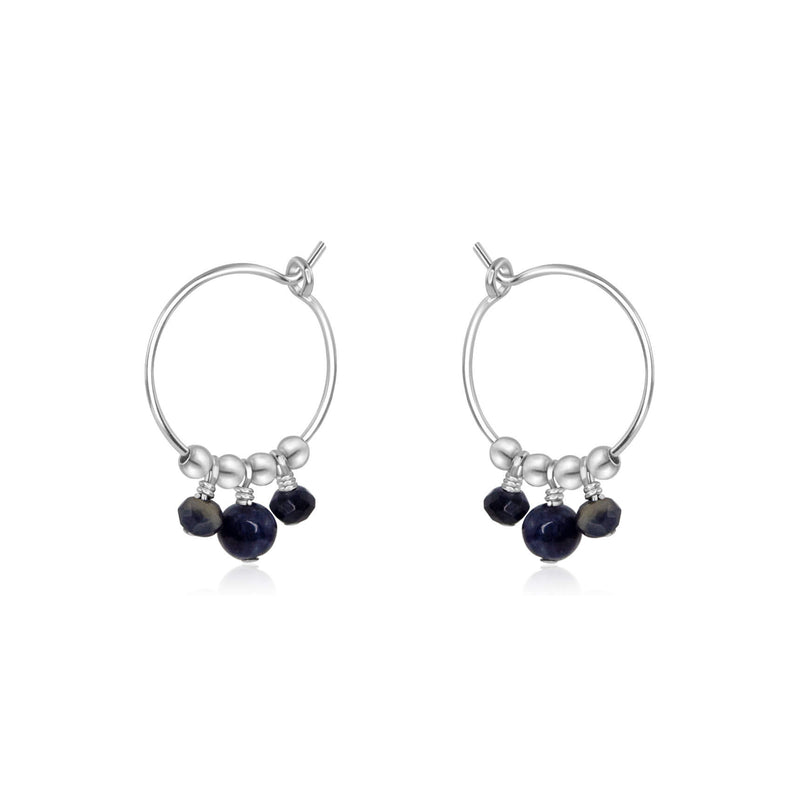 Hoop Earrings - Sapphire - Sterling Silver - Luna Tide Handmade Jewellery