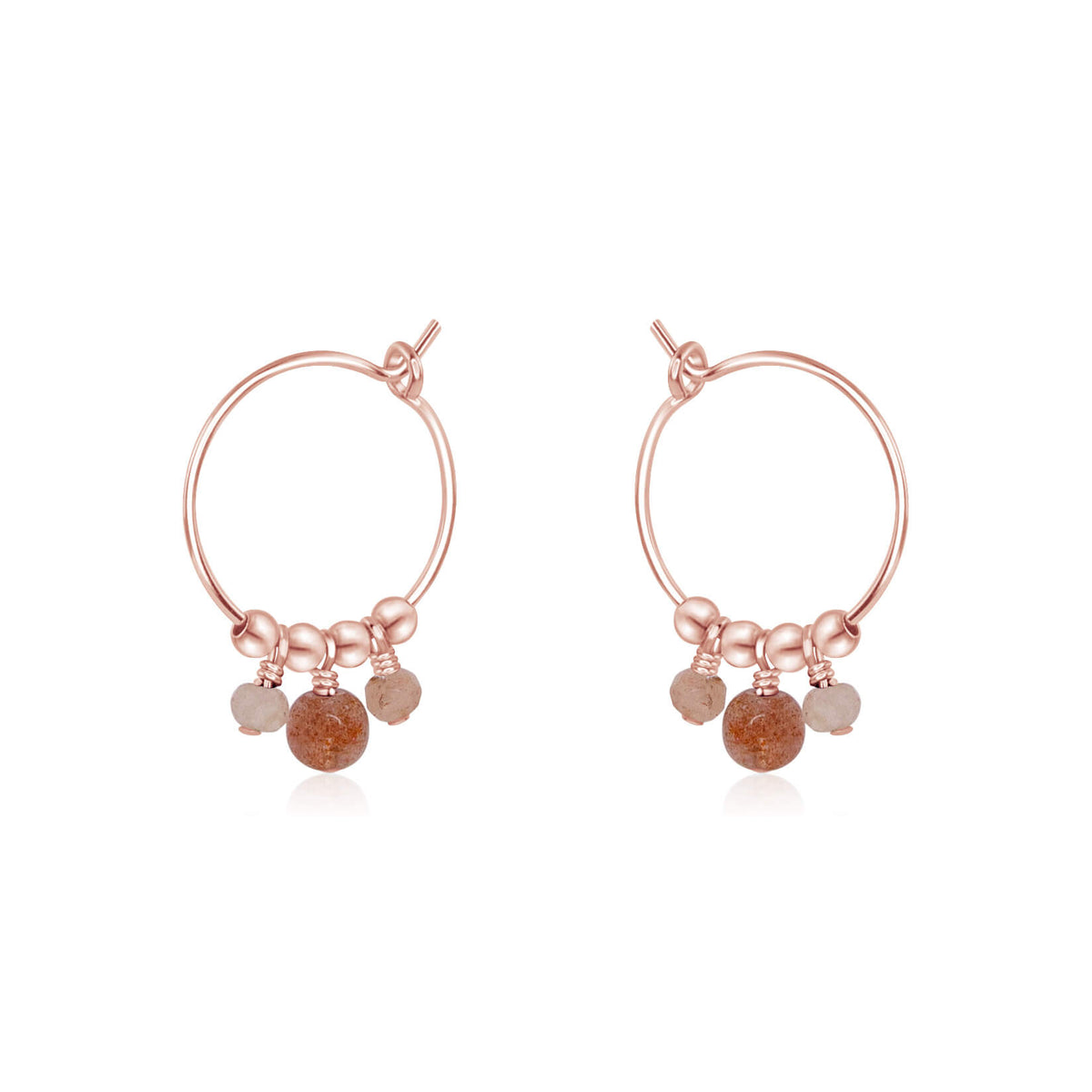 Hoop Earrings - Sunstone - 14K Rose Gold Fill - Luna Tide Handmade Jewellery