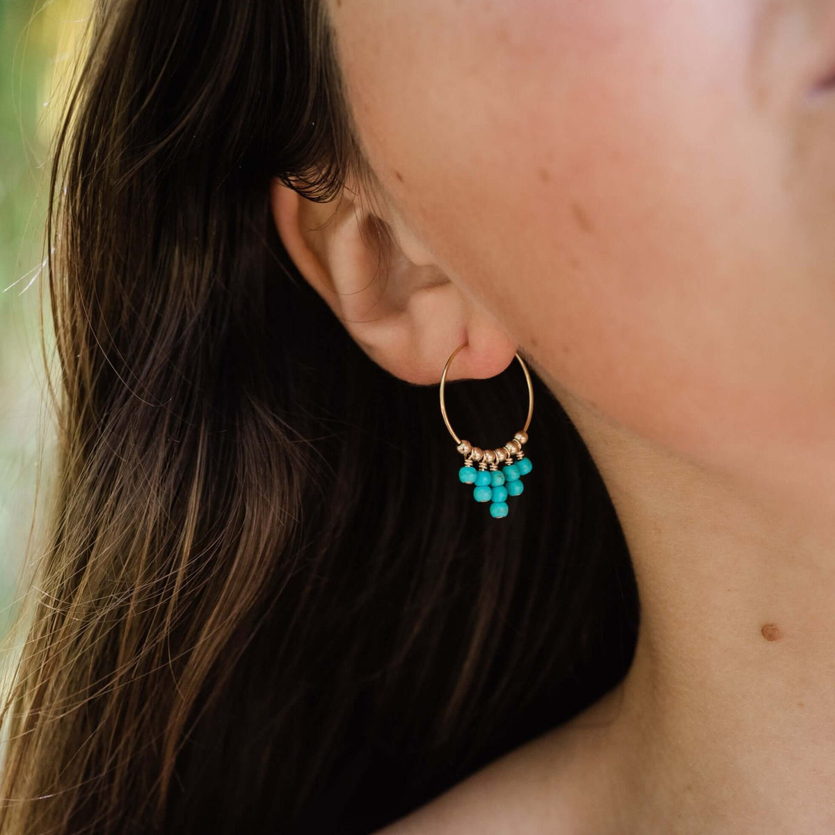 Hoop Earrings - Turquoise - 14K Gold Fill - Luna Tide Handmade Jewellery