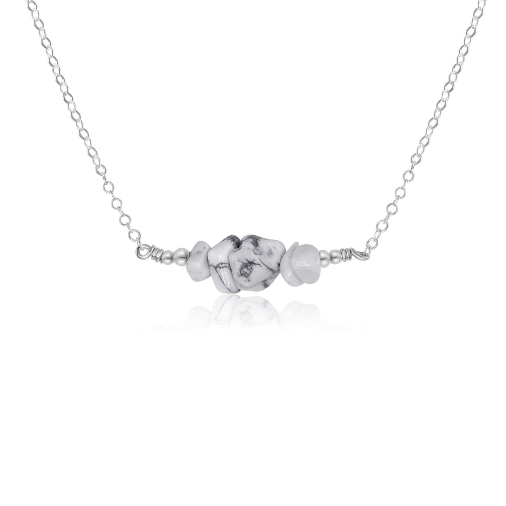 Howlite Chip Bead Bar Necklace - Howlite Chip Bead Bar Necklace - Sterling Silver - Luna Tide Handmade Crystal Jewellery