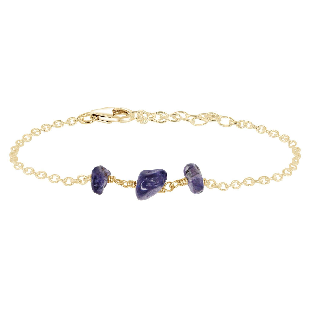 Iolite Beaded Chain Bracelet - Iolite Beaded Chain Bracelet - 14k Gold Fill - Luna Tide Handmade Crystal Jewellery