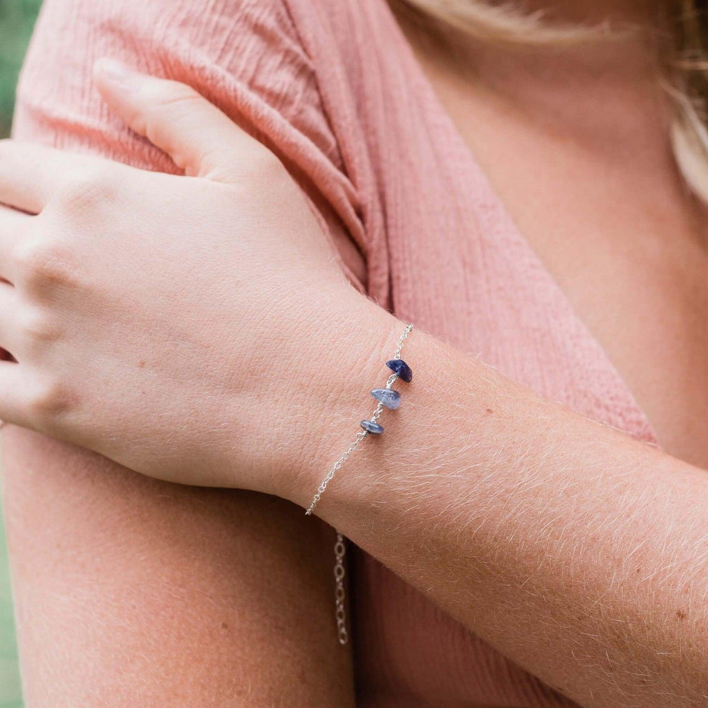 Iolite Beaded Chain Bracelet - Iolite Beaded Chain Bracelet - 14k Gold Fill - Luna Tide Handmade Crystal Jewellery