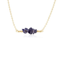 Chip Bead Bar Necklace - Iolite - 14K Gold Fill - Luna Tide Handmade Jewellery