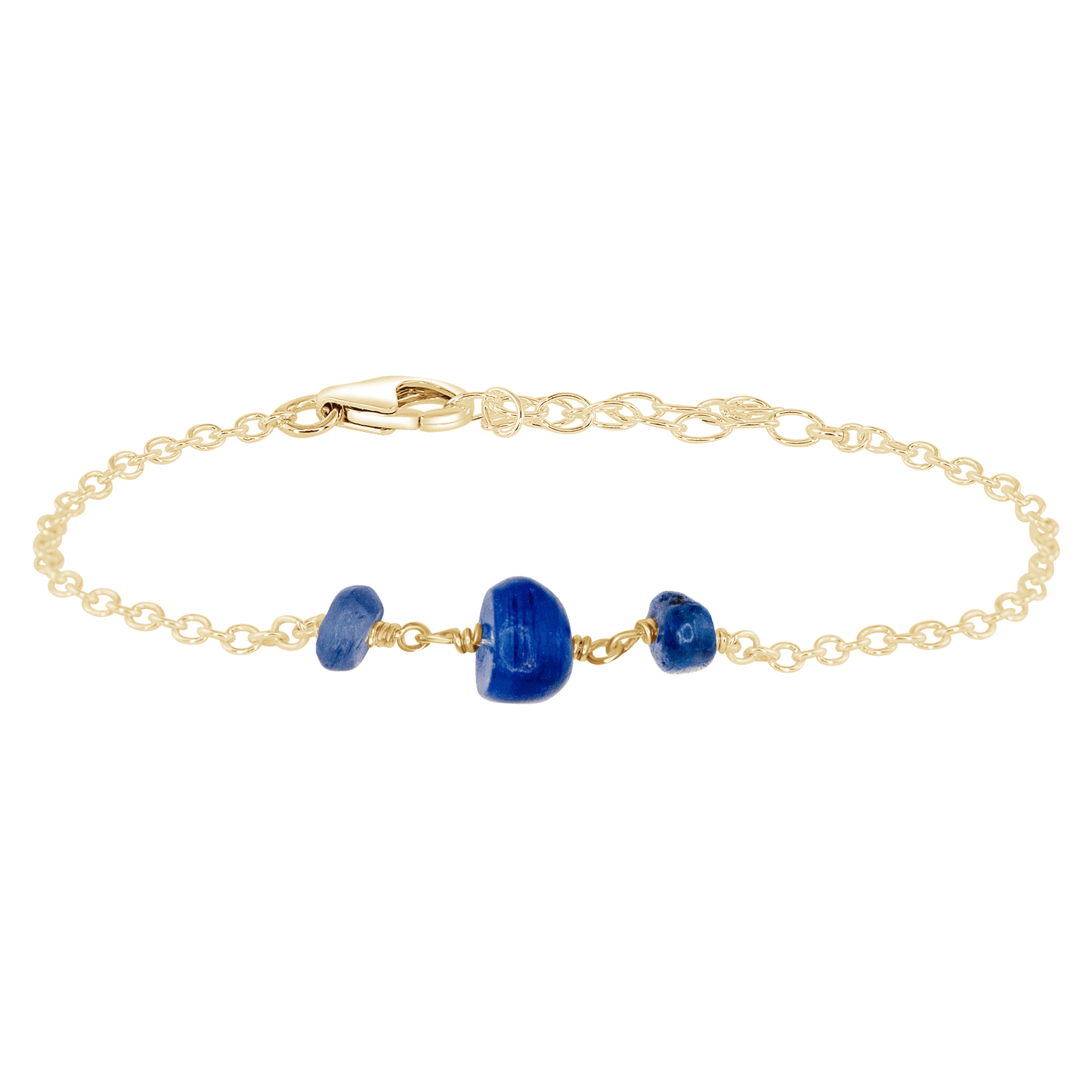 Kyanite Beaded Chain Bracelet - Kyanite Beaded Chain Bracelet - 14k Gold Fill - Luna Tide Handmade Crystal Jewellery