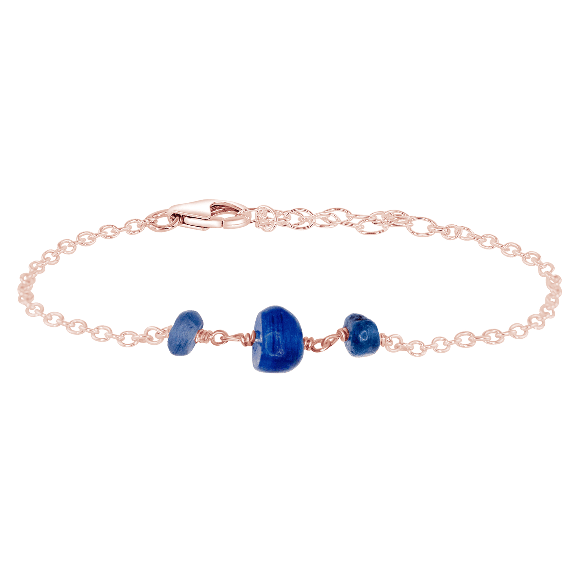 Kyanite Beaded Chain Bracelet - Kyanite Beaded Chain Bracelet - 14k Rose Gold Fill - Luna Tide Handmade Crystal Jewellery