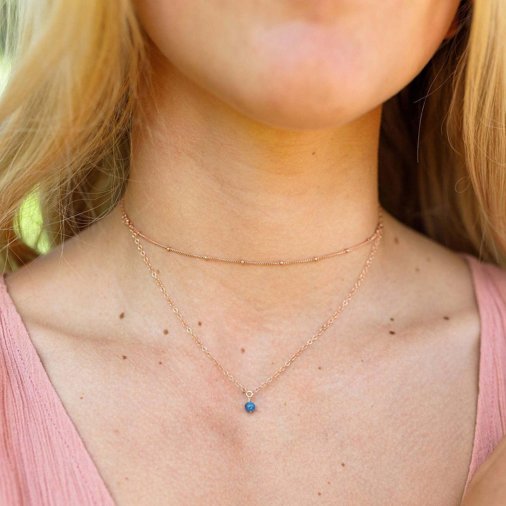 Kyanite Gemstone Chain Layered Choker Necklace - Kyanite Gemstone Chain Layered Choker Necklace - Sterling Silver - Luna Tide Handmade Crystal Jewellery