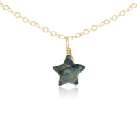 Labradorite Tiny Star Pendant Choker Necklace - Labradorite Tiny Star Pendant Choker Necklace - 14k Gold Fill - Luna Tide Handmade Crystal Jewellery