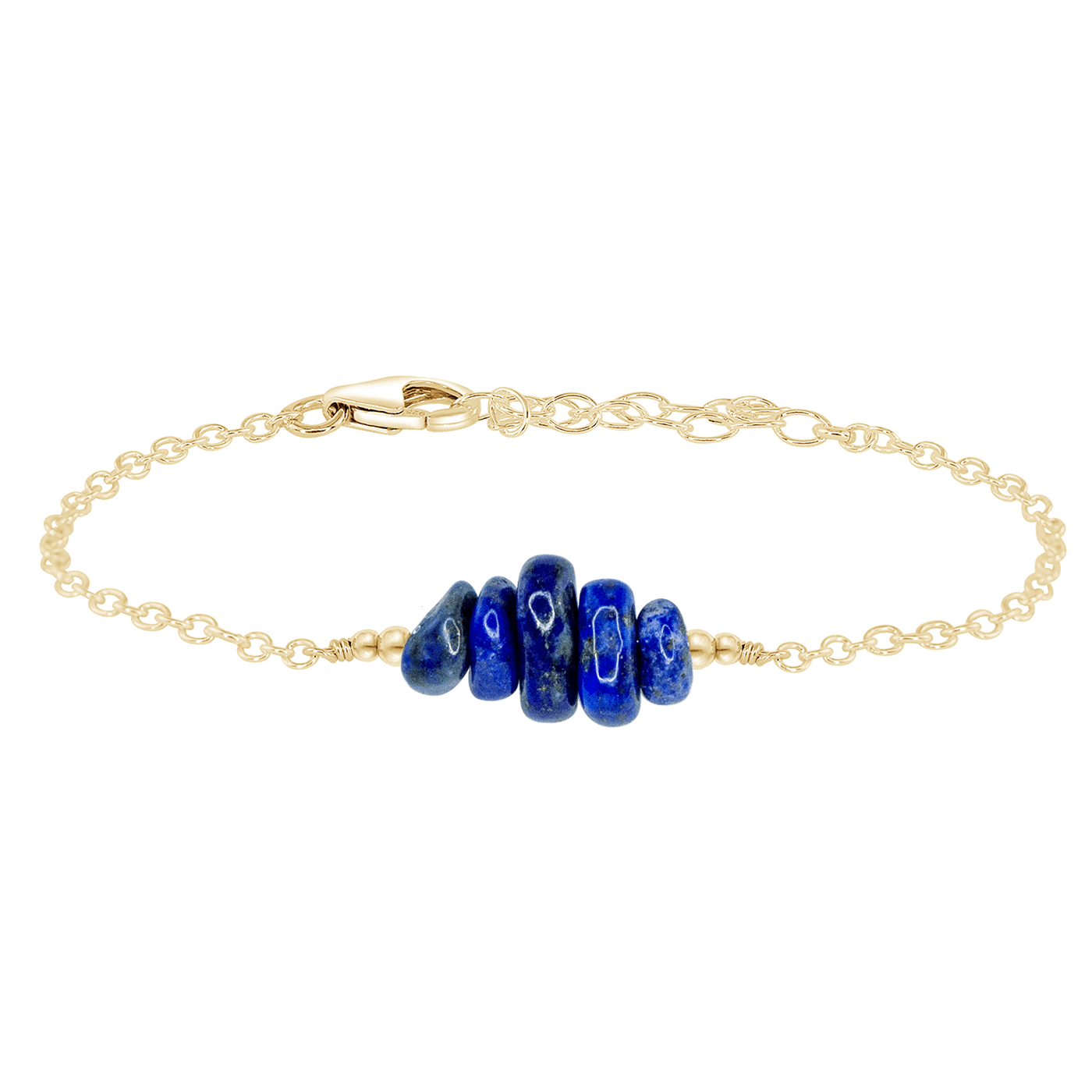 Lapis Lazuli Chip Bead Bar Bracelet - Lapis Lazuli Chip Bead Bar Bracelet - 14k Gold Fill - Luna Tide Handmade Crystal Jewellery